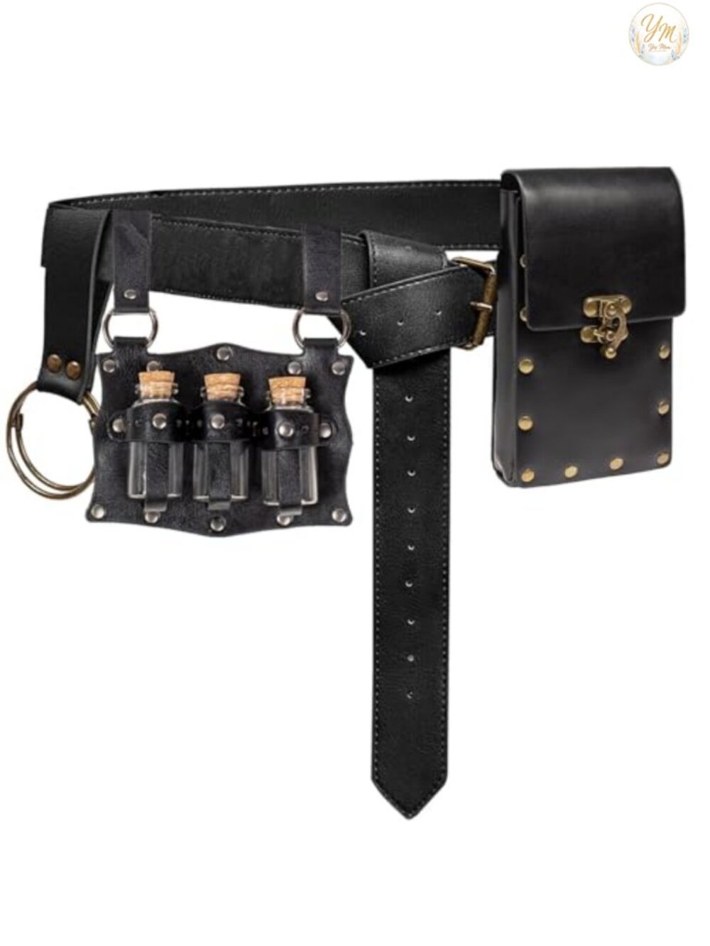 Renaissance Costume Accessory Set Faux Leather Belt Pouch Fanny Pack